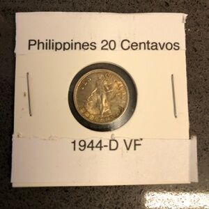 1944-D Philippines 20 Centavos, VF